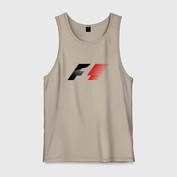 Майка мужская хлопок F1 Формула 1 Большое лого, цвет: миндальный