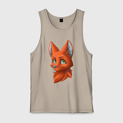 Майка мужская хлопок Милая лисичка Cute fox, цвет: миндальный