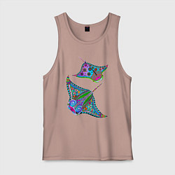 Майка мужская хлопок Скаты с психоделической раскраской, цвет: пыльно-розовый