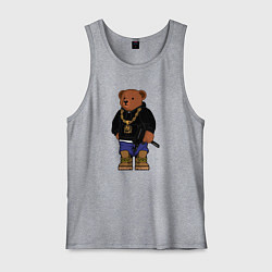Майка мужская хлопок Gangsta bear Крутой мишка, цвет: меланж