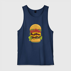 Майка мужская хлопок Самый вкусный гамбургер, цвет: тёмно-синий