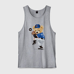 Майка мужская хлопок МИШКА БЕЙСБОЛИСТ, цвет: меланж