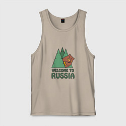 Майка мужская хлопок Welcome - Russia, цвет: миндальный