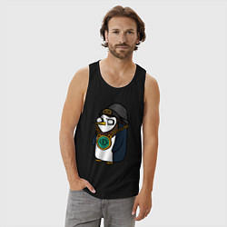 Майка мужская хлопок Пингвин бастард, цвет: черный — фото 2