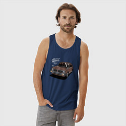 Майка мужская хлопок Ретро - автомобиль Классика, цвет: тёмно-синий — фото 2