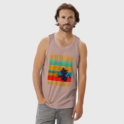 Майка мужская хлопок Лучший кошачий батя на свете, цвет: пыльно-розовый — фото 2