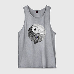 Майка мужская хлопок Инь Янь по совиному, цвет: меланж