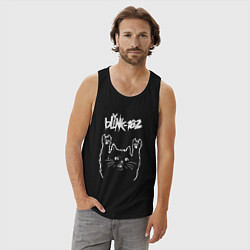 Майка мужская хлопок Blink 182 Рок кот, цвет: черный — фото 2