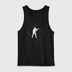 Майка мужская хлопок Символ Counter Strike в красном ромбе, цвет: черный