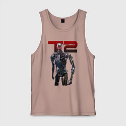 Майка мужская хлопок Terminator 2 - T800, цвет: пыльно-розовый