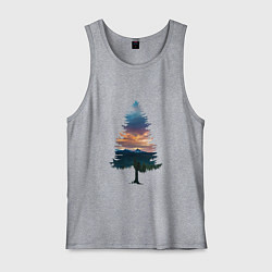 Майка мужская хлопок Лес в ёлке, цвет: меланж