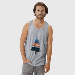 Майка мужская хлопок Лес в ёлке, цвет: меланж — фото 2