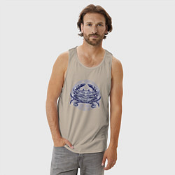 Майка мужская хлопок Синий крабик, цвет: миндальный — фото 2