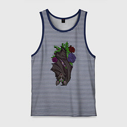 Майка мужская хлопок Притаившийся маленький крылан, цвет: синяя тельняшка