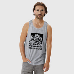 Майка мужская хлопок Император нуждается в тебе! трафарет, цвет: меланж — фото 2