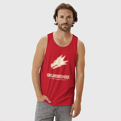 Майка мужская хлопок Саламандры лого винтаж, цвет: красный — фото 2