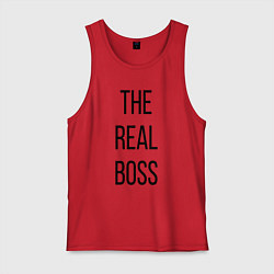 Майка мужская хлопок The real boss!, цвет: красный