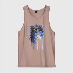 Майка мужская хлопок Прикольная сова в акварельном рисунке, цвет: пыльно-розовый