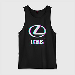 Майка мужская хлопок Значок Lexus в стиле glitch, цвет: черный
