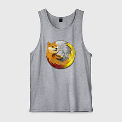 Майка мужская хлопок Пёсик Доге охватывает планету, цвет: меланж