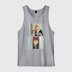 Майка мужская хлопок Макима стучится в дверь - Мем адаптация, цвет: меланж