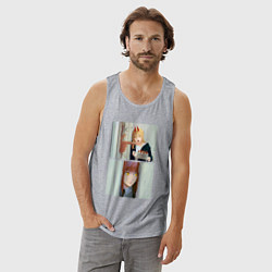 Майка мужская хлопок Макима стучится в дверь - Мем адаптация, цвет: меланж — фото 2