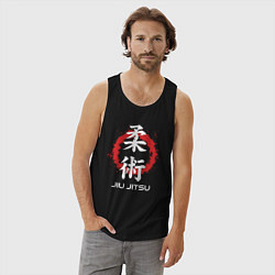 Майка мужская хлопок Jiu-jitsu red splashes, цвет: черный — фото 2