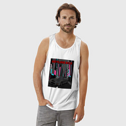 Майка мужская хлопок Nissan Skyline GT-R R33 Night Tokyo, цвет: белый — фото 2