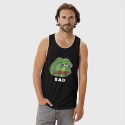 Майка мужская хлопок Sad Pepe art, цвет: черный — фото 2