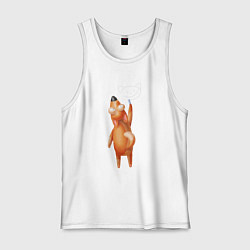 Майка мужская хлопок Рыжая собачка пишет мелом, цвет: белый