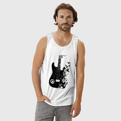 Майка мужская хлопок Гитара и птицы, цвет: белый — фото 2