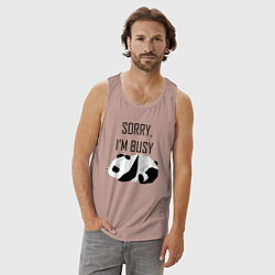 Майка мужская хлопок Извини я занят - панда, цвет: пыльно-розовый — фото 2