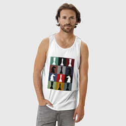 Майка мужская хлопок Шахматные фигуры на цветном фоне, цвет: белый — фото 2