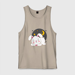 Майка мужская хлопок Спящий Зайка, цвет: миндальный