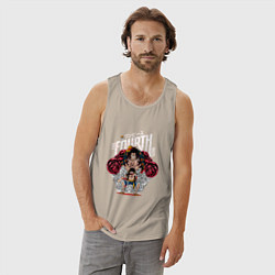 Майка мужская хлопок Луффи 4 гир - Упругий человек, цвет: миндальный — фото 2