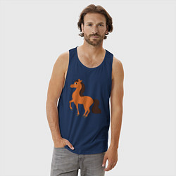 Майка мужская хлопок Конь, цвет: тёмно-синий — фото 2