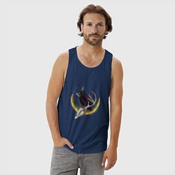 Майка мужская хлопок Ворон-посланник мира духов, цвет: тёмно-синий — фото 2