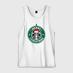 Майка мужская хлопок Счастливого Рождества Starbucks, цвет: белый