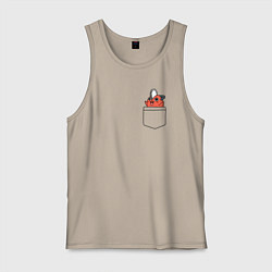 Майка мужская хлопок Пачита в кармашке - Человек бензопила, цвет: миндальный