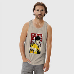 Майка мужская хлопок Дракон Брюс Ли, цвет: миндальный — фото 2