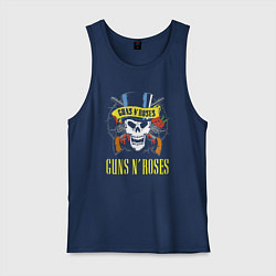 Майка мужская хлопок Guns n roses Skull, цвет: тёмно-синий