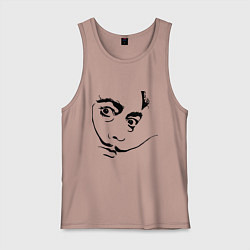 Майка мужская хлопок Salvador Domingo Felipe Jacinto Dali, цвет: пыльно-розовый