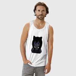 Майка мужская хлопок Черная кошка Фран, цвет: белый — фото 2