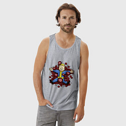 Майка мужская хлопок Vault boy caps, цвет: меланж — фото 2