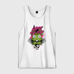Майка мужская хлопок Green rabbit Happy new year, цвет: белый