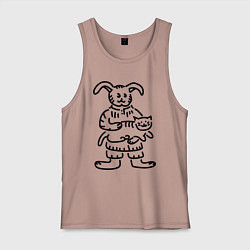 Майка мужская хлопок Кролик гладит кота, цвет: пыльно-розовый