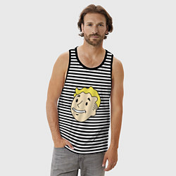 Майка мужская хлопок Vault boy head, цвет: черная тельняшка — фото 2