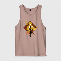 Майка мужская хлопок Силуэт Чжун Ли, цвет: пыльно-розовый