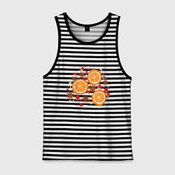 Майка мужская хлопок Дольки апельсинов, цвет: черная тельняшка