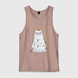 Майка мужская хлопок Кот-ёлка, цвет: пыльно-розовый